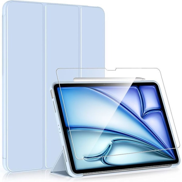 Coque + Temperet Glas til iPad Air 13 Tommer (M3 2025, M2 2024) Fuldstændig Stødabsorberende Beskyttelse Auto-Vejr-Vågn - Blå Blå