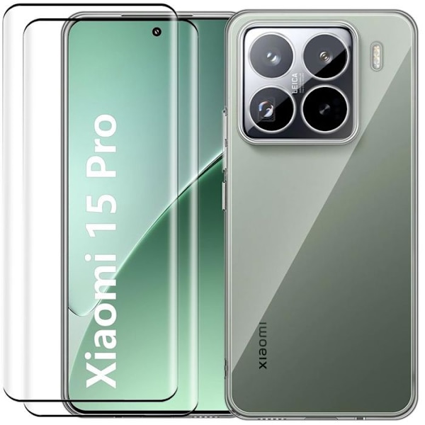Skyddsfodral för Xiaomi 15 Pro med 2 Härdat Glas - Förstärkt Skyddssilikon Transparent Transparent