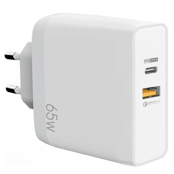 65W 2-ports snabb PD-adapterladdare 33W + QC 3.0 Vit för Samsung M13 M23 5G M32 M33 5G M52 5G