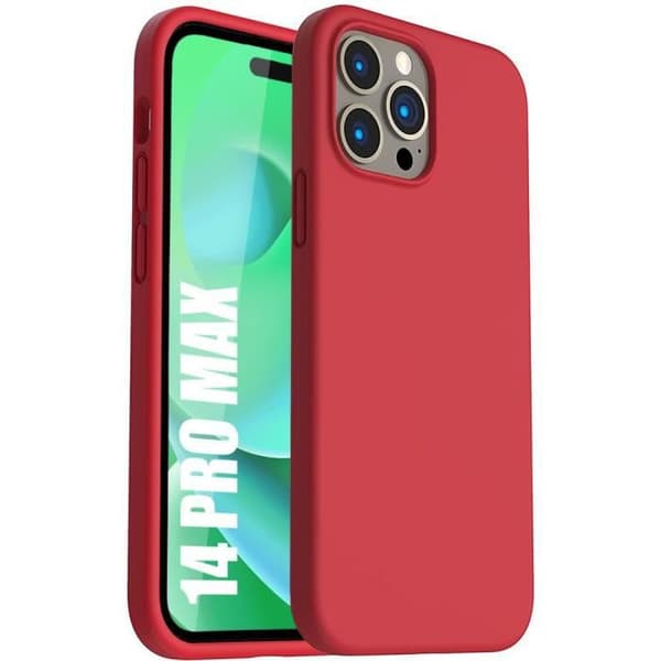 Skyddsskal - Silikon - för iPhone 14 Pro Max - Röd - Stötsäker - Halkfri Röd