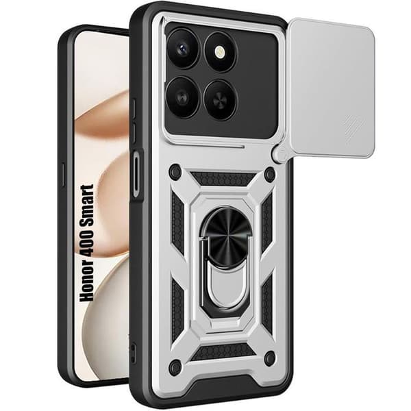 Skyddsfodral för Honor 400 Smart 4G/5G, Stötsäker med Hård Ring Förstärkt Kant - Silver Silver