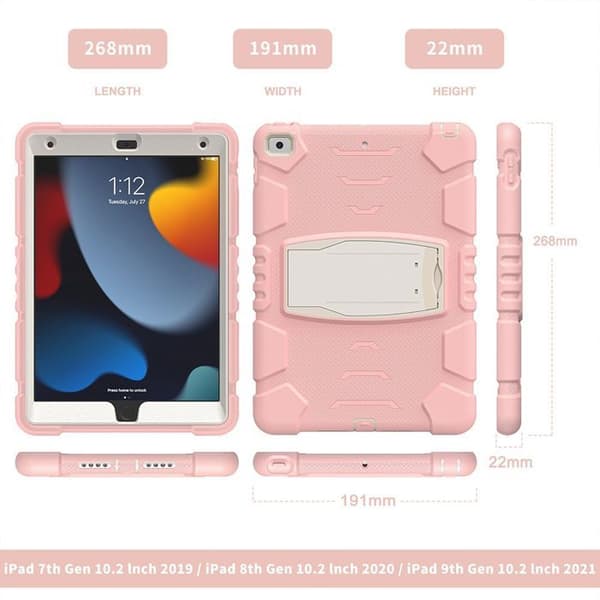 Fodral för iPad 10,2" - Heltäckande skydd - Rosa - Silikon och PC - Bakstöd - Stötsäkert Rosa