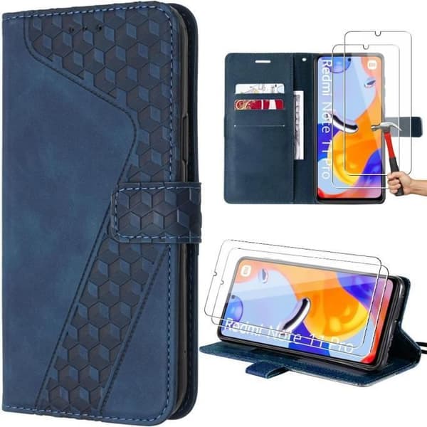 Coque - E.F.CONNECTION - För Xiaomi Redmi Note 12 Pro 4G - Mörkblå - PU-läder - Stöd för handsfree marinblå