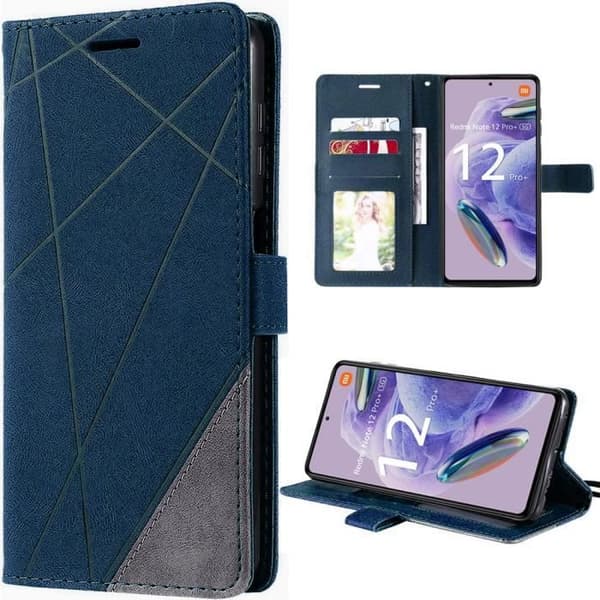 Skyddande PU-läderfodral till Redmi Note 12 Pro Plus - Marinblå marinblå