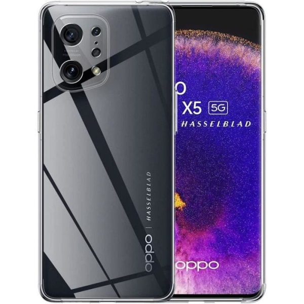 Gennemsigtig etui til OPPO Find X5 stødsikker beskyttelse + 2 hærdede briller