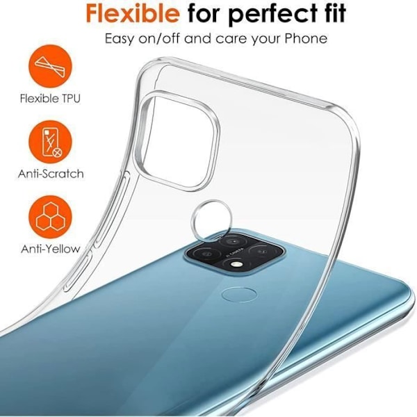 Skyddsask - E.F.CONNECTION - OPPO A15 - Flexibel - Transparent - Härdat Glas Inkluderat Transparent