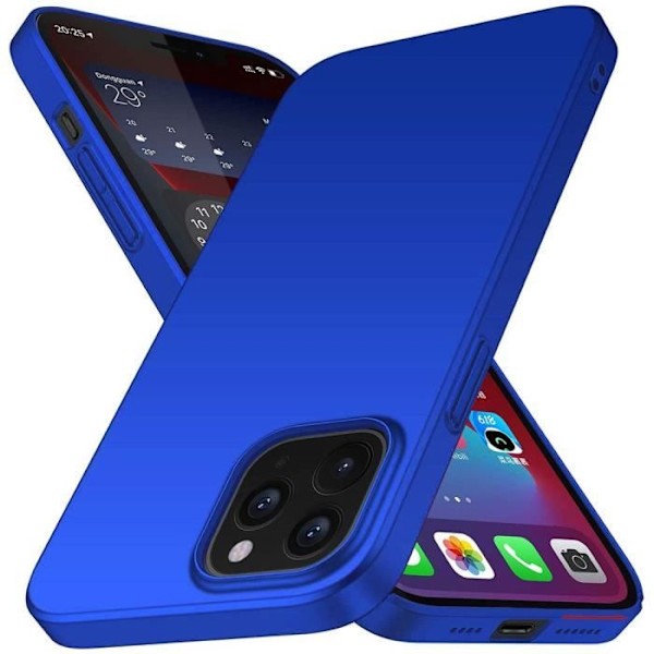Skyddsskal - E.F.CONNECTION - för iPhone 12 Pro - Silikon - Blå - 2 härdade glas ingår Blå
