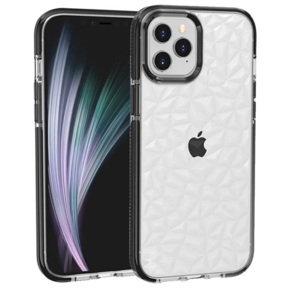 Silikonetui til iPhone 12 Mini, solid stødsikker beskyttelse 3D elegant diamantmønster - sort