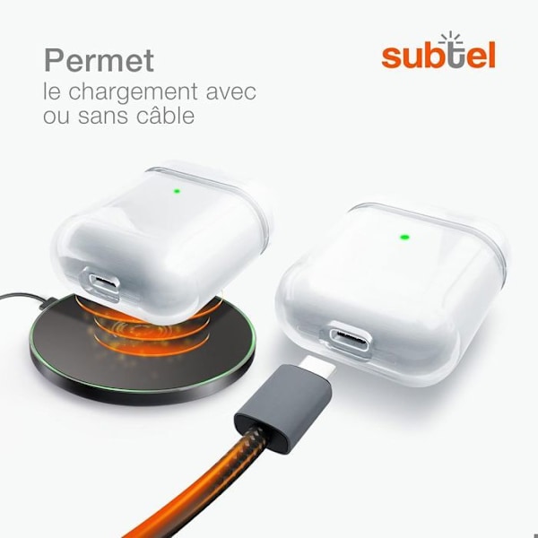 Skal för AirPods 1/2, Hård Transparent Stötbeständig Anti-Rip Skydd med Ögla Transparent