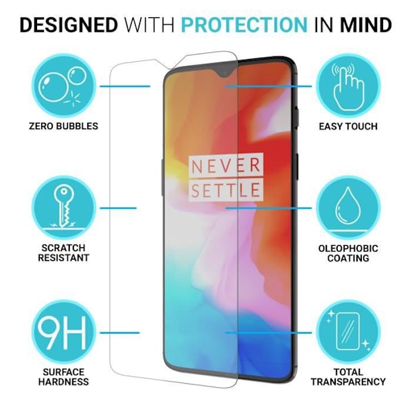 Skärmskydd - Caseflex - OnePlus 6T - Dubbelpack - Ultratunn 0,3 mm - Anti-skrapa - Härdat glas Transparent