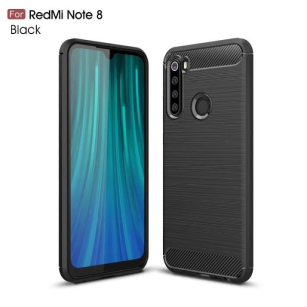 Blødt etui til Xiaomi Redmi Note 8 i TPU Børstet Carbon Fiber Texture Sort - 481434