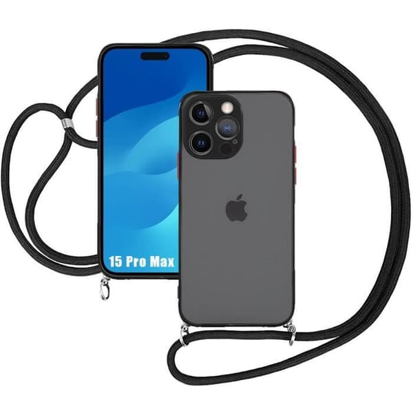 Coque - E.F.CONNECTION - för iPhone 15 Pro Max - Hårda skydd - Matt effekt - Svart snodd Svart