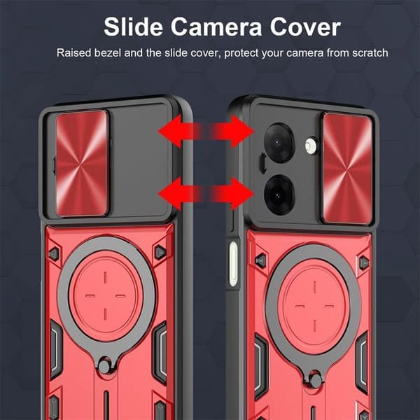 Coque - E.F.CONNECTION - För Xiaomi Redmi A5 - Stöttålig - Magnetring - Skydd för glidande kamera Röd