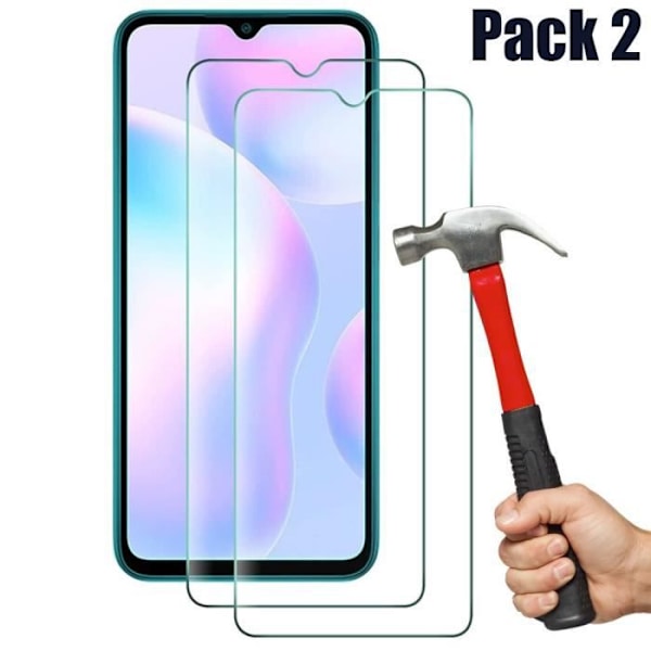 Pack- 2 härdat glasskydd för Redmi 9A Anti-Scratch-filmer Transparent
