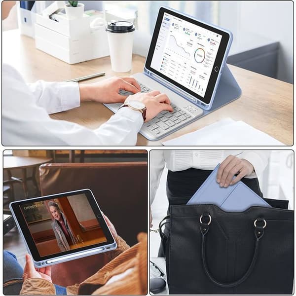 Tangentcase - E.F.CONNECTION - iPad Air 3 / Pro 10,5" - PU-Läder Lavendel - Bluetooth 5.0 - AZERTY