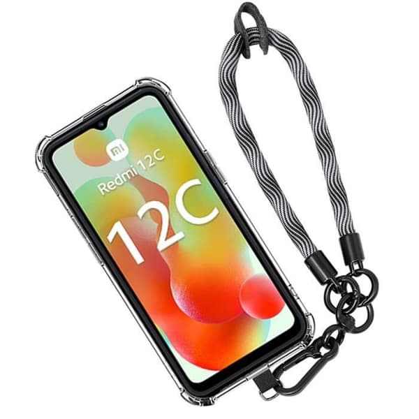 Coque - E.F.CONNECTION - För Xiaomi Redmi 12C/11A - Stötabsorberande - Repfria - Avtagbar Rem Grå Grå