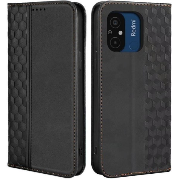 Coque - Xiaomi - Redmi 12C/11A - Beskyttelse mod ridser - Mosaikmønster - Syntetisk læder sort Svart