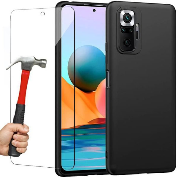 Coque - Redmi - Note 10 Pro 4G - Mjuk Silikon - Härdat Glas - Förstärkt Skydd Svart