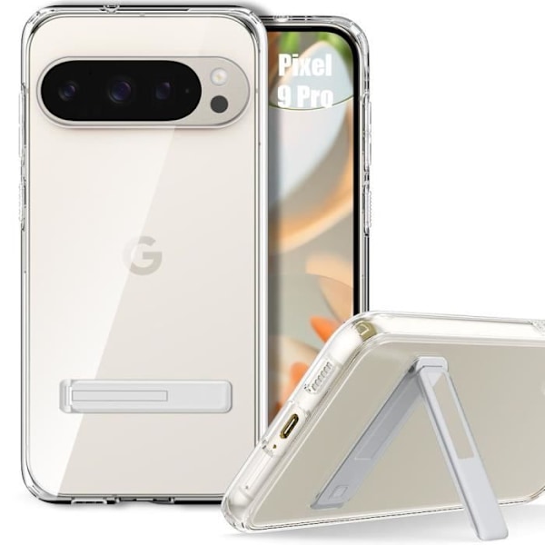 Stötsäkert fodral för Google Pixel 9 Pro - Transparent TPU-skydd med silverstöd