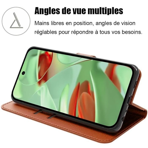 Fodral + 2 härdade glasögon för Google Pixel 9 Pro - Anti-skrapsskydd Mjukt brunt PU-läder 360 grader