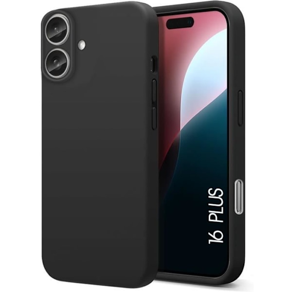 Skyddsskal - E.F.CONNECTION - iPhone 16 Plus - Svart silikon - Halkfritt - Stötbeständigt Svart