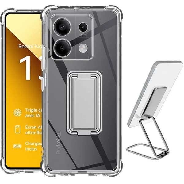 Coque - E.F.CONNECTION - För Xiaomi Redmi Note 13 5G - Transparent Silikon - Justerbart Stöd - Stötabsorbering Transparent