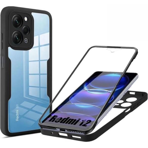 "Skal - Xiaomi - Redmi 12 5G - Heltäckande Skydd - Dubbel Sidan - Svart" Svart