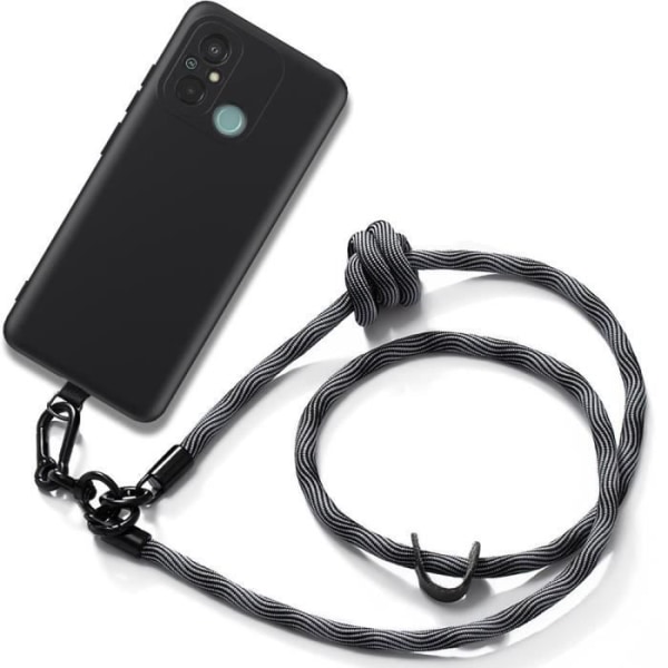 Coque - Xiaomi - Redmi 12C/11A - Stødabsorberende Beskyttelse - Aftagelig Snor - Sort Silikone Svart grå