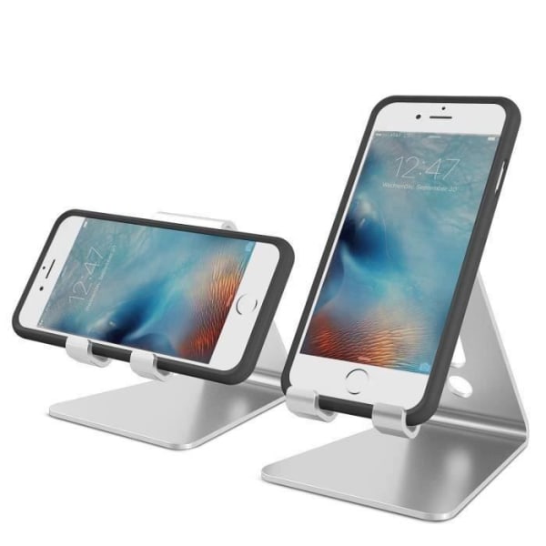 Mobiltelefonhållare, Bordshållare för E-läsare, iPhoneX87 Samsung S8N8 Nintendo Switch Aluminium Silver