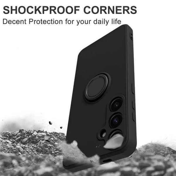 Coque - E.F.CONNECTION - För Xiaomi Redmi A3 - Stöttålig Skydd - Flytande Silikon - Rotating Ring Svart