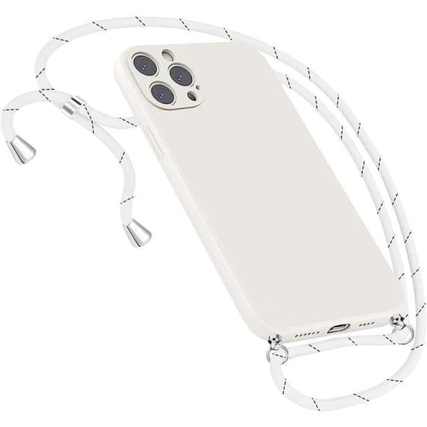 Skyddshölje - E.F.CONNECTION - för iPhone 14 Pro Max - Mjuk - Silikon - Snodd inkluderad Vit
