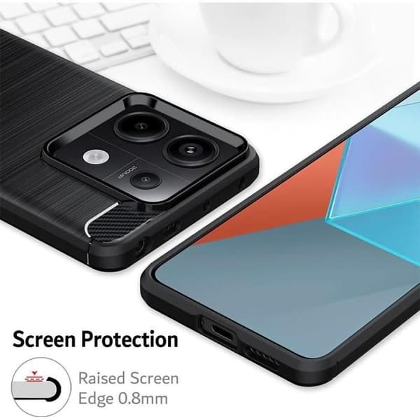 Coque - E.F.CONNECTION - för Xiaomi Redmi Note 13 Pro 5G - Kolfiberlook - Stötsäker - Elegant Svart