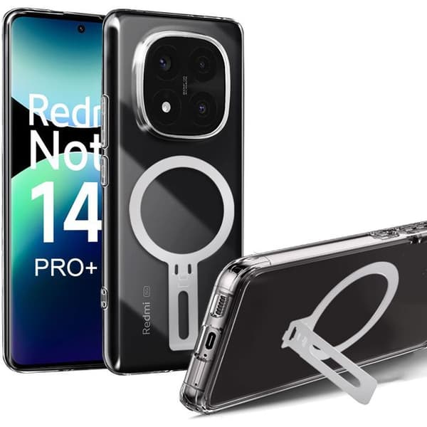 Coque - E.F.CONNECTION - För Xiaomi Redmi Note 14 Pro Plus 5G - Silikon Stöttålig - Magnetstöd - Transparent Transparent