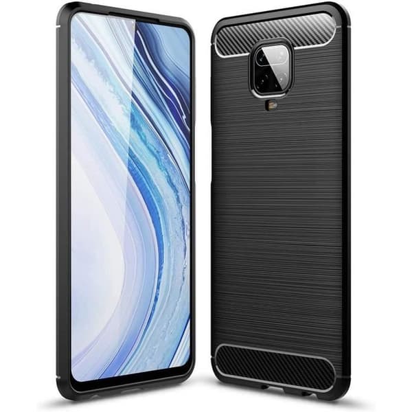 Skyddshell - E.F.CONNECTION - Redmi Note 9S - Svart Silikon - Stålstick - Förstärkt Skydd Svart