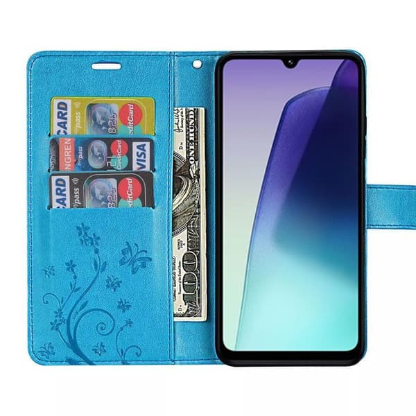 Coque och Härdat Glas för Xiaomi Redmi 14C - Stötresistent - Blommönster - Syntetisk Blå Blå