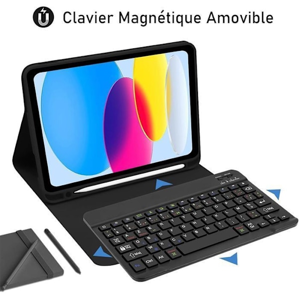 Coque Tangentbord för iPad A16 (11") / iPad 10 2022 (10,9" 10e Generation) Syntetiskt Läder med Bluetooth Tangentbord