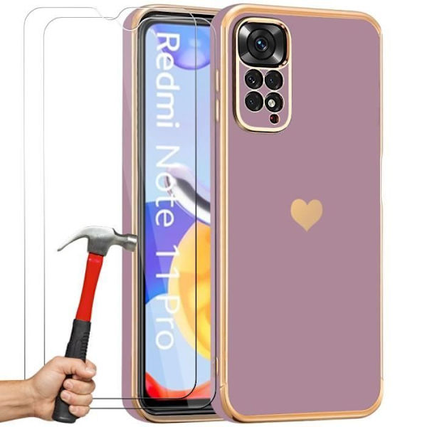 Skyddande skal - Xiaomi - Redmi Note 11 Pro/12 Pro 4G - Lila - Stötresistent - 2 Härdat glas Lila