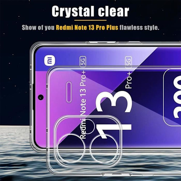 Fodral till Xiaomi Redmi Note 13 Pro+ 5G - Note 13 Pro Plus 5G - Mjukt anti-halk genomskinligt skydd