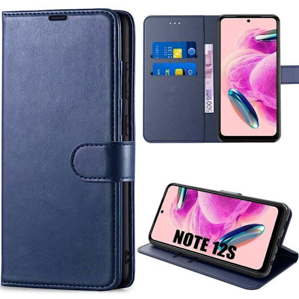 Plånboksfodral - Xiaomi - Redmi Note 12S - Marinblå - Stötskydd - Fodral i PU-läder marinblå