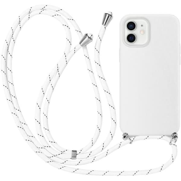 Skyddshölje - E.F.CONNECTION - för iPhone 12 Mini - Flexibelt - Vitt - Dragsnodd Vit