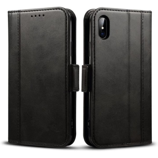 Coque Rabat - E.F.CONNECTION - för iPhone XS Max - 360° skydd - Kortplats - Svart Svart