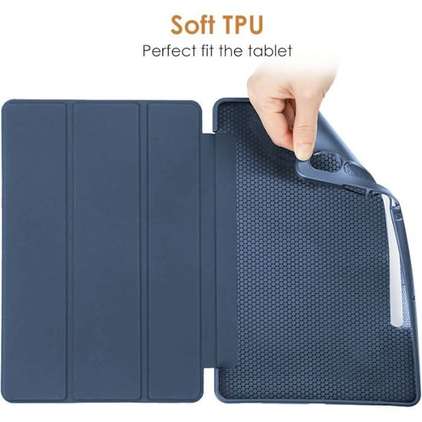 Coque + Härdat Glas för Samsung Galaxy Tab S9 FE (10,9 Tum) / S10 FE, Marinblå Stöttålig Fodral med Stödfunktion marinblå
