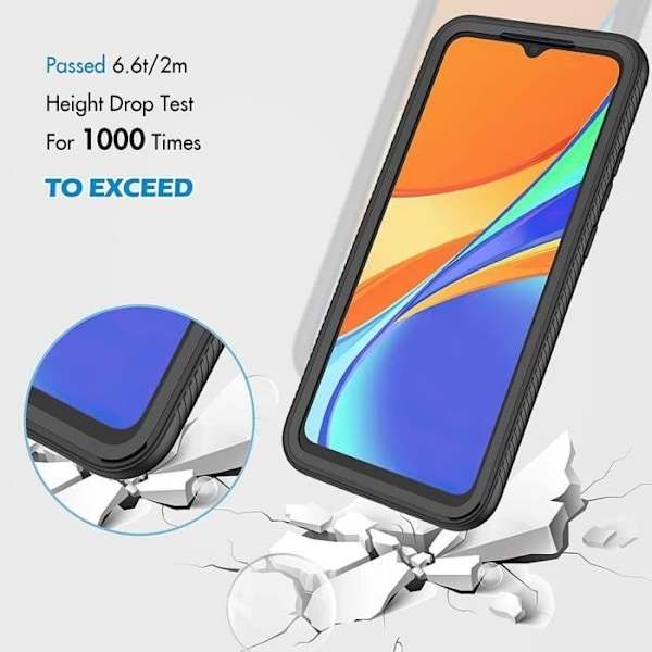 Skyddande skal 360° för Xiaomi Redmi 9C - E.F.CONNECTION - Semi-rigid - Matt - 6,5 tum - Svart Transparent