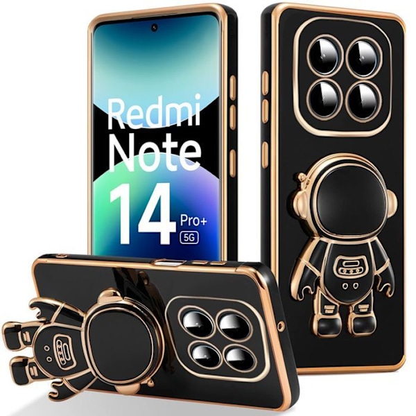 Fodral för Xiaomi Redmi Note 14 Pro Plus 5G/Note 14 Pro+ 5G, Skydd med Astronautstöd - Svart Svart