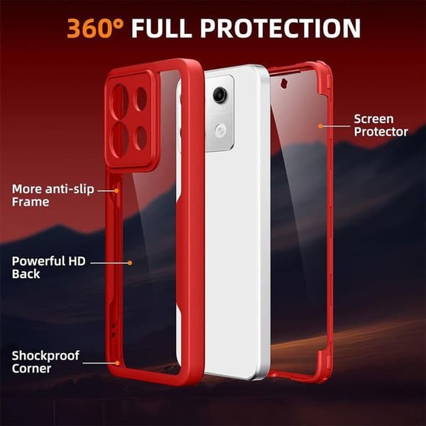 Coque - E.F.CONNECTION - För Xiaomi Redmi Note 13 5G - Integralt skydd - TPU och hård PC - Röd Röd