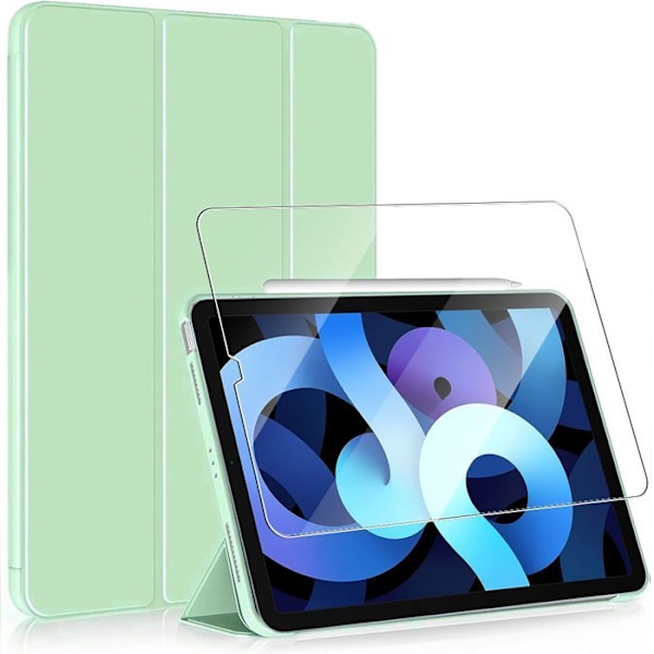 Coque + Tempererat Glas för iPad 10,2 Tum (7/8/9:e Generationen, 2019/2020/2021) Slim Skydd med Stödfunktion - Grön Grön