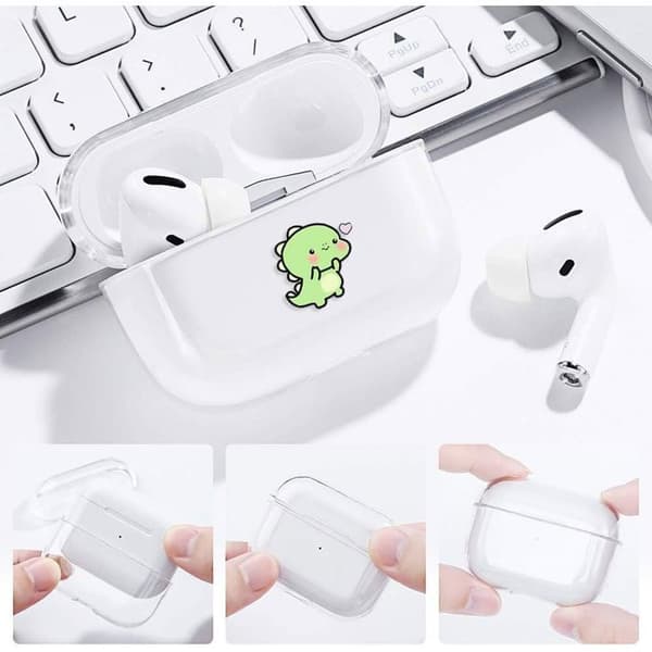 Coque AirPods Pro - Stötsäker Skydd - Transparent - Dinosauriemönster - 1:a Generationen 2019 Transparent