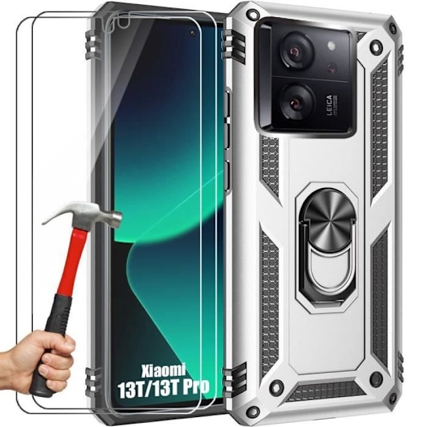 Beskyttelsesskal - Xiaomi - 13T/13T Pro - Sølv - Hård - Indbygget ringstøtte Silver