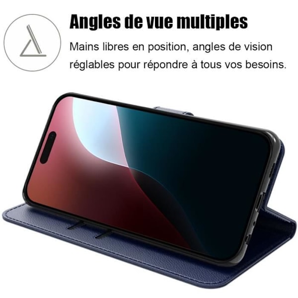 Heltäckande Skal - Ej Specificerat - iPhone 16 Plus - Navy Blå PU-Läder - Stöt- och Represistent marinblå