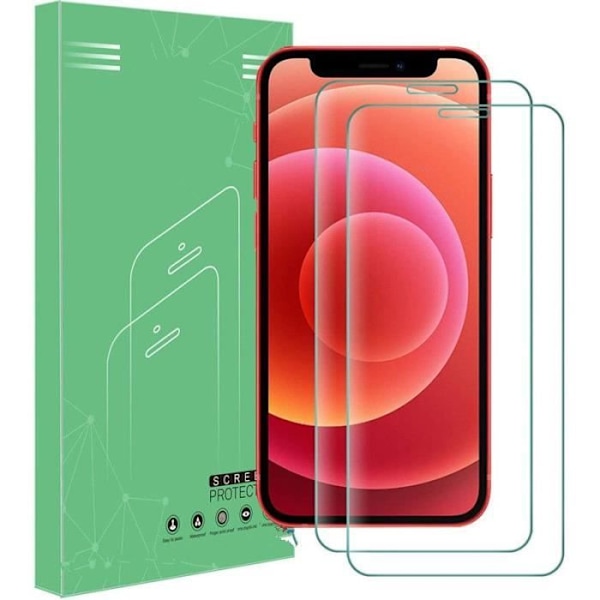 Härdat Glas - E.F.CONNECTION - för iPhone 12 - 2-pack - Kompatibel med Face ID - Snabb Respons
